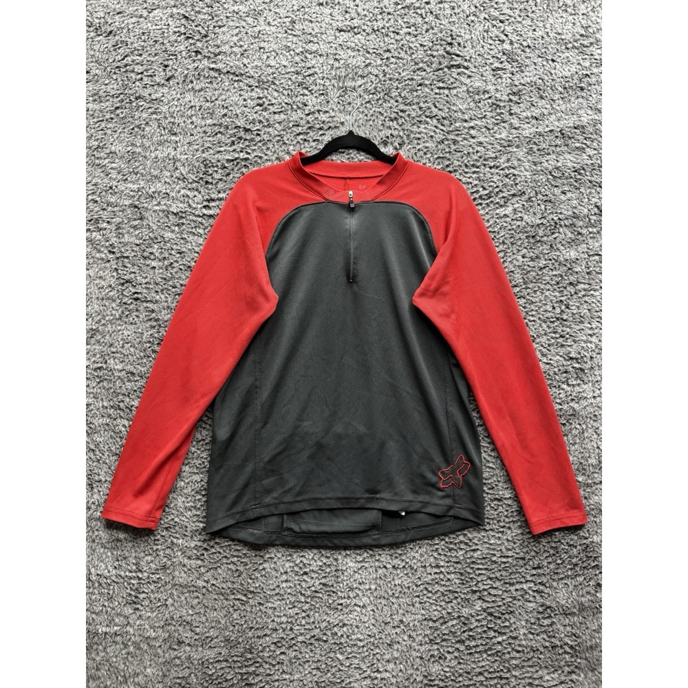 Fox Racing Indicator Jersey Shirt Mens Medium Red Mountain‎ Biking 1/4 Zip